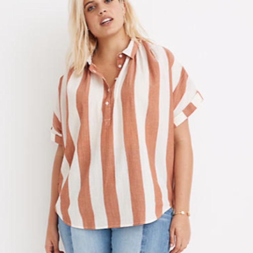 Madewell Central Popover Shirt in Dovedale Stripe